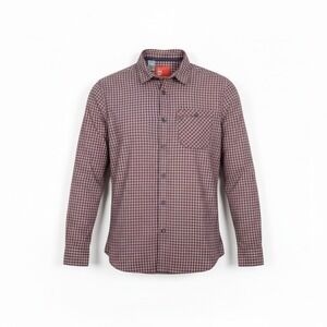 Quechua Shirt Mens Large Red Plaid Check Button Up Long Sleeve Hiking Arpenaz